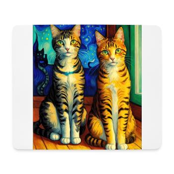Impressionistische Katze Impressionismus Katzen Malerei C - Mousepad (Querformat) - Weiß - Vorne