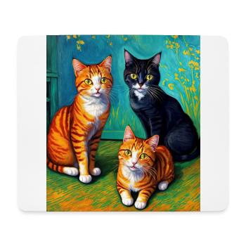 Impressionistische Katze schreit Impressionismus Katzen - Mousepad (Querformat) - Weiß - Vorne
