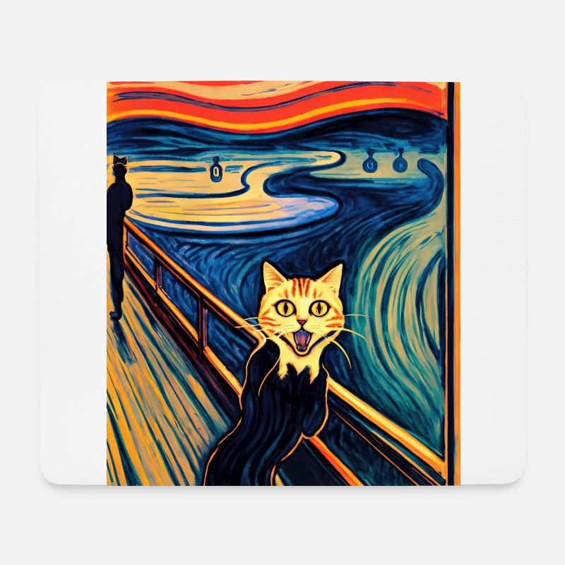 Impressionistic Cat Screaming Impressionism Cats - Mouse Pad (horizontal) - white