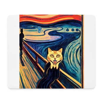 Impressionistisch Lustige Katze Schreiende Impressionismus - Mousepad (Querformat) - Weiß - Vorne