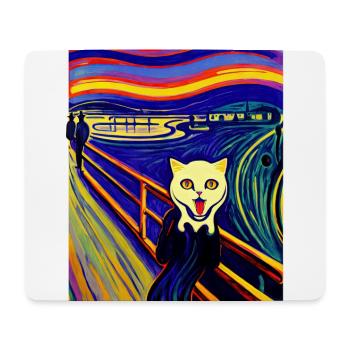 Impressionistic Funny Cat Screaming Impressionism - Mouse Pad (horizontal) - white - Front