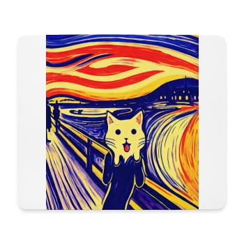 Impressionistisch Lustige Katze Schreiende Impressionismus - Mousepad (Querformat) - Weiß - Vorne