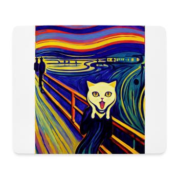 Impressionistisch Lustige Katze Schreiende Impressionismus - Mousepad (Querformat) - Weiß - Vorne