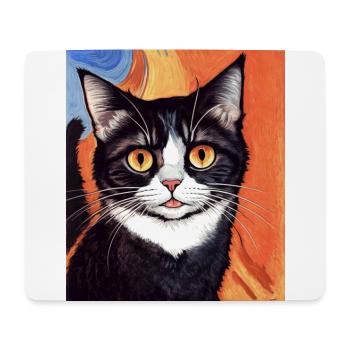 Impressionistisch Lustige Katze Schreiende Impressionismus - Mousepad (Querformat) - Weiß - Vorne