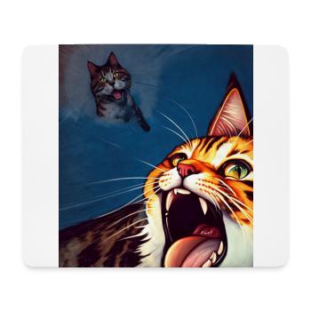 Impressionistisch Lustige Katze Schreiende Impressionismus - Mousepad (Querformat) - Weiß - Vorne