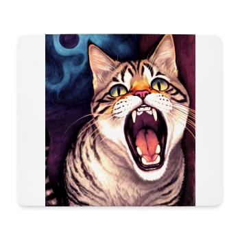 Impressionistisch Lustige Katze Schreiende Impressionismus - Mousepad (Querformat) - Weiß - Vorne