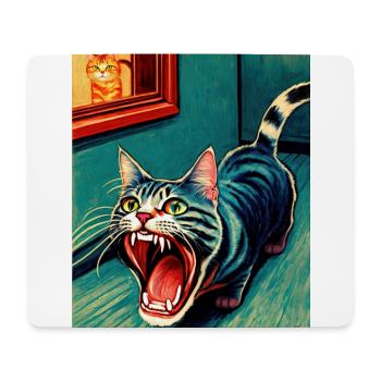Impressionistisch Lustige Katze Schreiende Impressionismus - Mousepad (Querformat) - Weiß - Vorne