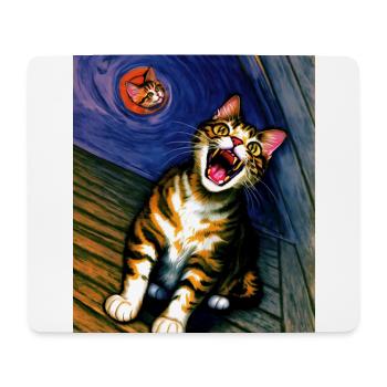 Impressionistisch Lustige Katze Schreiende Impressionismus - Mousepad (Querformat) - Weiß - Vorne