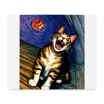 Impressionistic Funny Cat Screaming Impressionism - Mouse Pad (horizontal) - white - Front