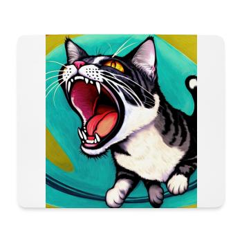 Impressionistisch Lustige Katze Schreiende Impressionismus - Mousepad (Querformat) - Weiß - Vorne