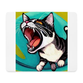Impressionistisch Lustige Katze Schreiende Impressionismus - Mousepad (Querformat) - Weiß - Vorne