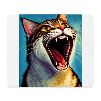 Impressionistisch Lustige Katze Schreiende Impressionismus - Mousepad (Querformat) - Weiß - Vorne