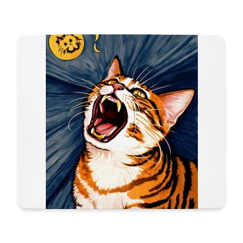 Impressionistic Funny Cat Screaming Impressionism - Mouse Pad (horizontal) - white - Front