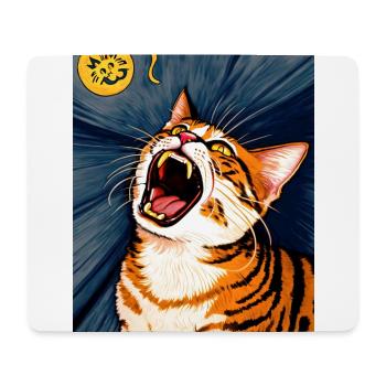 Impressionistisch Lustige Katze Schreiende Impressionismus - Mousepad (Querformat) - Weiß - Vorne