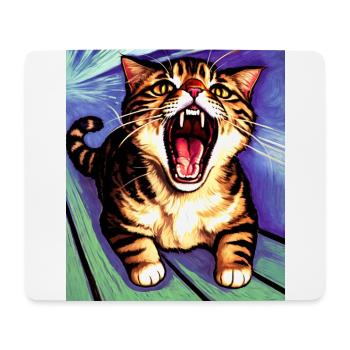 Impressionistisch Lustige Katze Schreiende Impressionismus - Mousepad (Querformat) - Weiß - Vorne