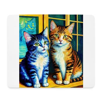 Surreale impressionistische Katze Impressionismus Katzen Ar - Mousepad (Querformat) - Weiß - Vorne