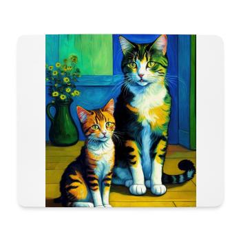 Surreale impressionistische Katze Impressionismus Katzen Ar - Mousepad (Querformat) - Weiß - Vorne