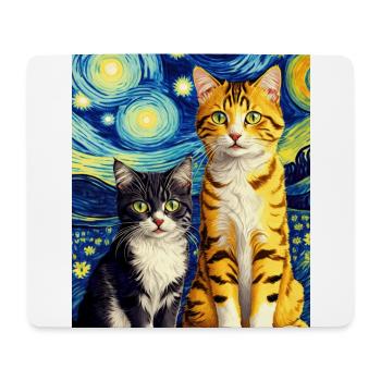Surreale impressionistische Katze Impressionismus Katzen Ar - Mousepad (Querformat) - Weiß - Vorne