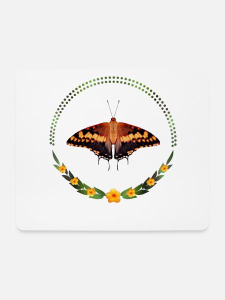 Schmetterling gefleckter Joker Blumen - Mousepad (Querformat) - Weiß