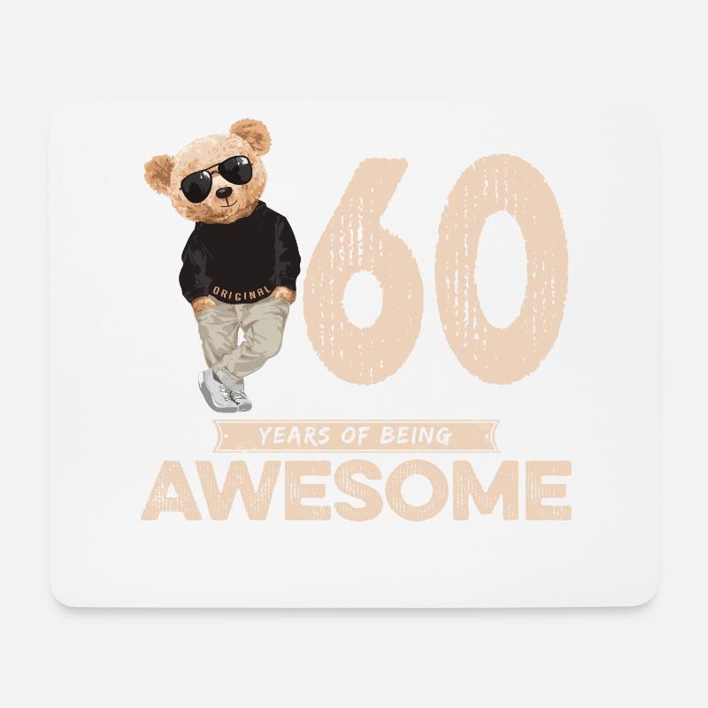 60 Years of being Awesome Teddy Bear - Mousepad (Querformat) - Weiß