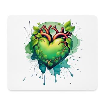 Grünes Herz - Mousepad (Querformat) - Weiß - Vorne