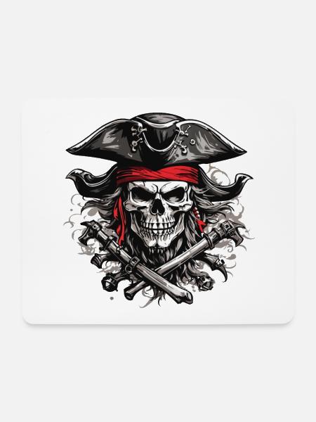 Jolly Roger Piraten Schädel Party Halloween Design - Mousepad (Querformat) - Weiß