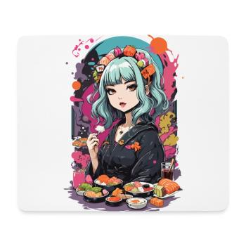 Anime Sushi e-Girl Goth Pastel Style Design - Tapis de souris (format paysage) - blanc - Devant