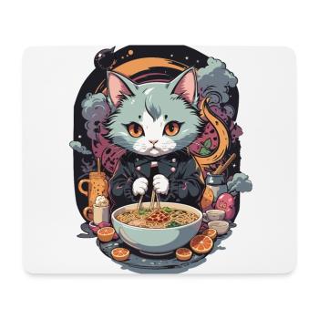 Katze Ramen Liebe Japanisches Nudelsuppen Design - Mousepad (Querformat) - Weiß - Vorne