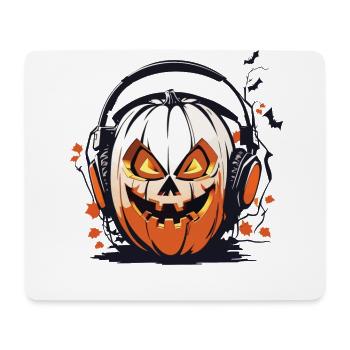 Halloween Musik Kürbis Kopfhörer Spaß Design - Mousepad (Querformat) - Weiß - Vorne