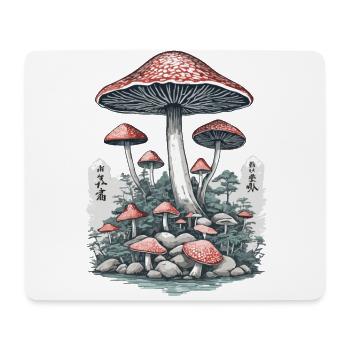 Japanese Toadstool Vintage Ukiyo-E Mushroom Design - Mouse Pad (horizontal) - white - Front