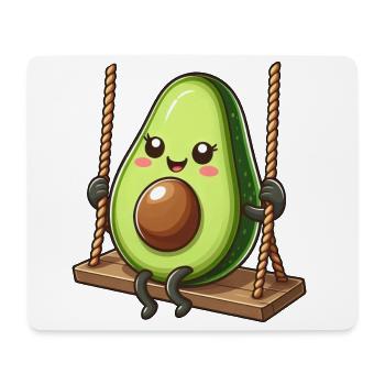 Cute Avocado Swinging Playground Cartoon Comic - Mouse Pad (horizontal) - white - Front