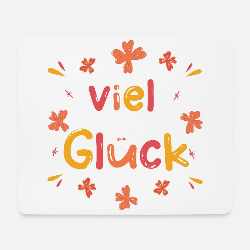 Viel Glück - Glücksbringer - Kleeblatt - Mousepad (Querformat) - Weiß