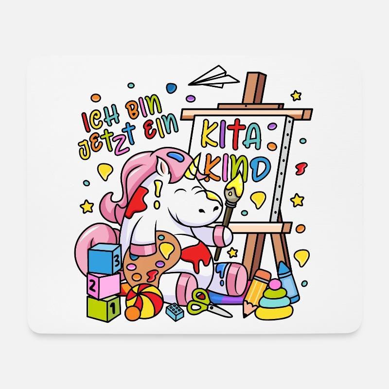 Ich bin jetzt ein Kitakind Einhorn Staffelei Kita - Mousepad (Querformat) - Weiß