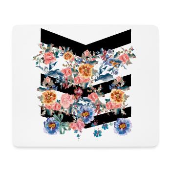 Bunte Blumen mit schwarzen Linien - Mousepad (Querformat) - Weiß - Vorne