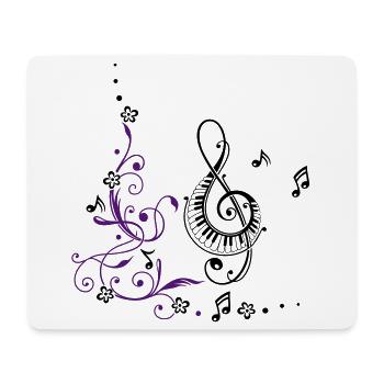 Clef with music notes and floral elements - Mouse Pad (horizontal) - white - Front