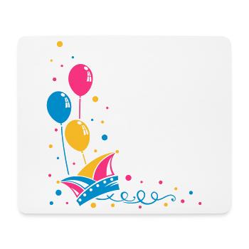 Carnival hat with balloons, streamer and confetti. - Mouse Pad (horizontal) - white - Front