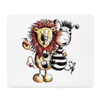 Löwe und Zebra - Löwen - Zebras - Comic - Geschenk - Mousepad (Querformat) - Weiß - Vorne