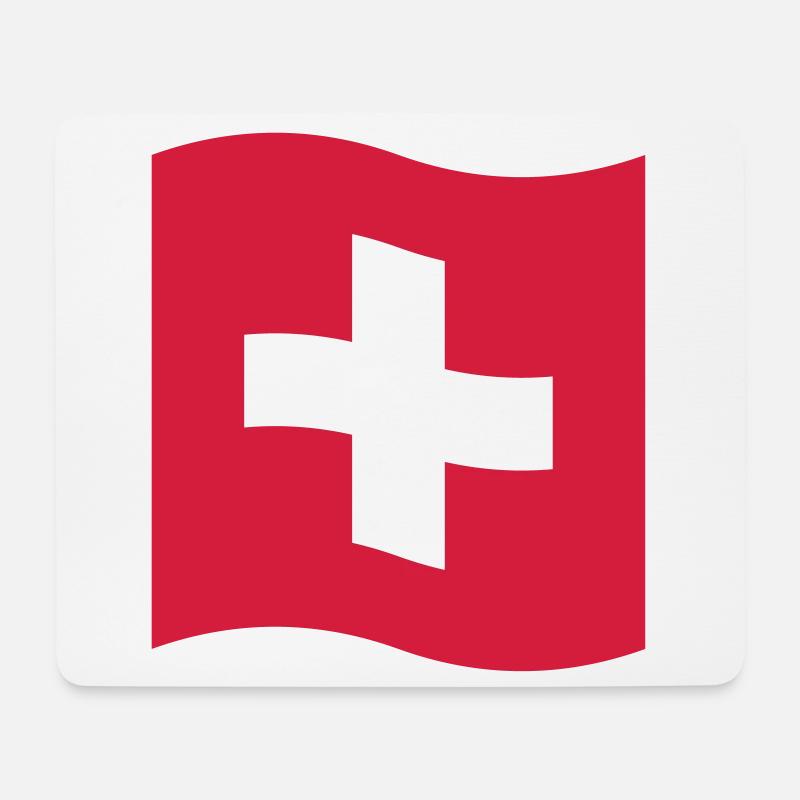 Fahne Schweiz - Mousepad (Querformat) - Weiß