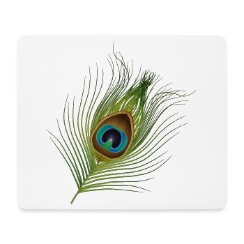 von Hand gezeichnete Pfauenfeder - Mousepad (Querformat) - Weiß - Vorne