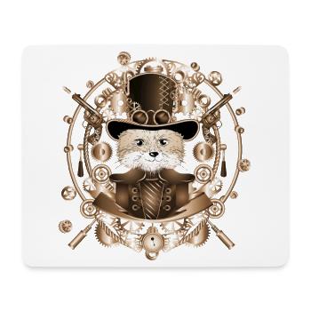Steampunk fox with cylinder hat in the frame - Mouse Pad (horizontal) - white - Front