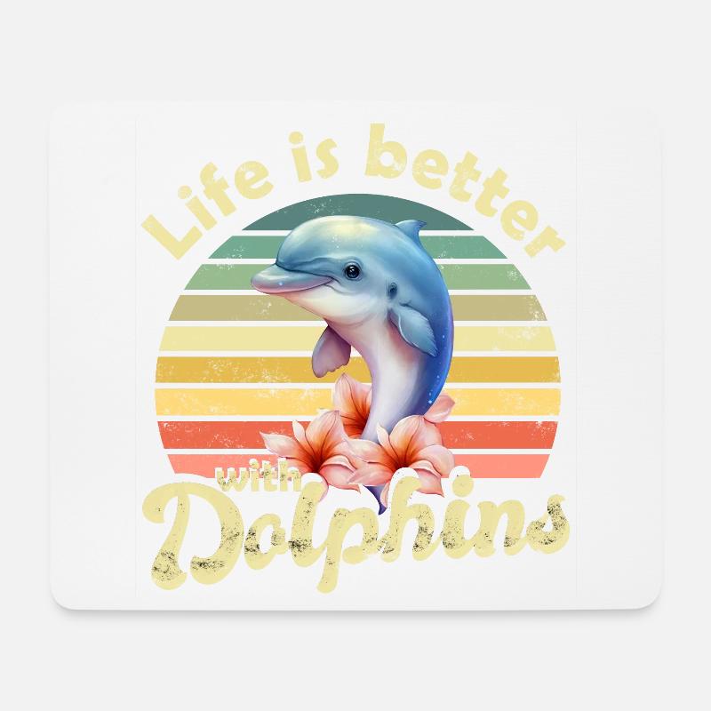 Delfin Delfine - Mousepad (Querformat) - Weiß