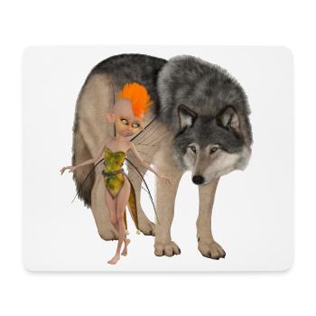 Two unlikely friends the fairy and the wolf - Mouse Pad (horizontal) - white - Front