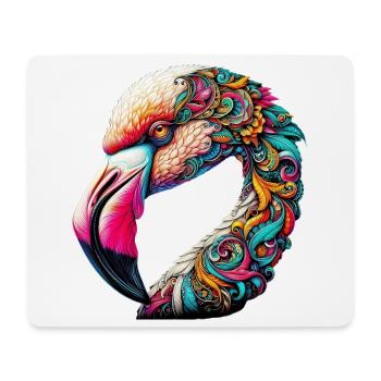 Flamant rose décoré de Mandalas - Tapis de souris (format paysage) - blanc - Devant