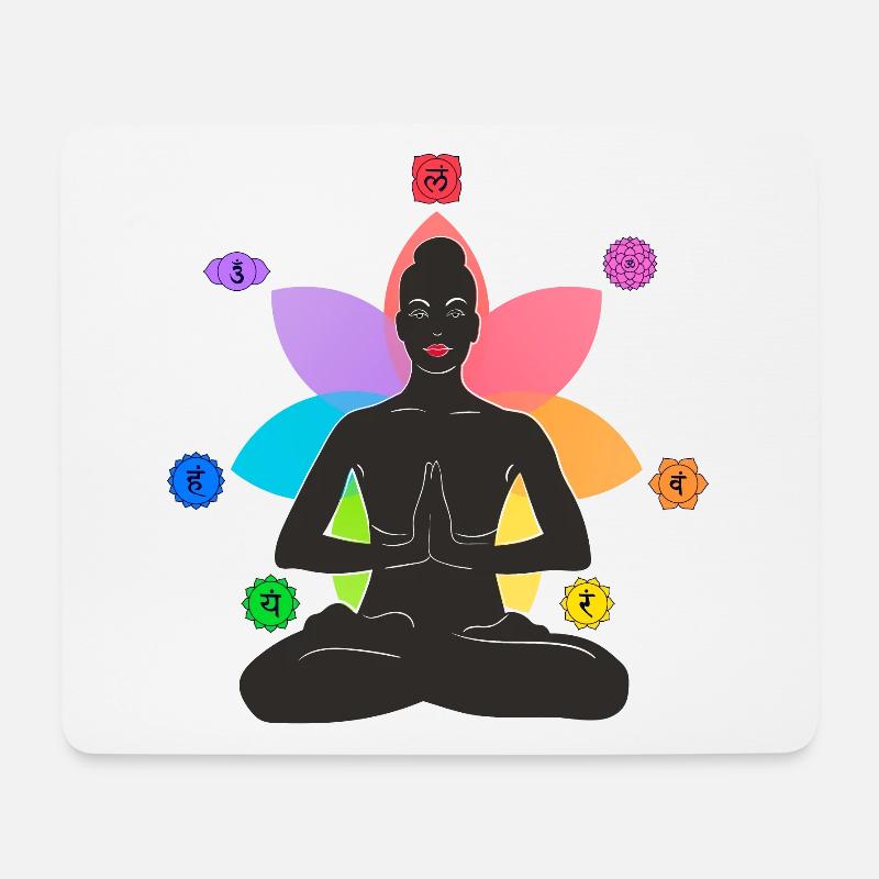 7 Chakren - Mousepad (Querformat) - Weiß