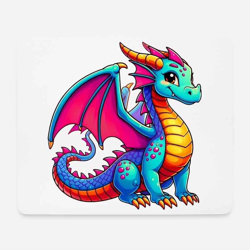 Drache - Mousepad (Querformat) - Weiß