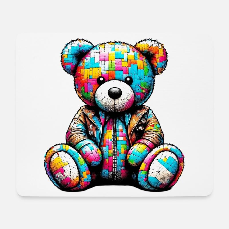 Teddybär Teddybär Lederweste - Mousepad (Querformat) - Weiß