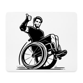 Männlicher Rollstuhlfahrer mit Daumen nach oben # - Mousepad (Querformat) - Weiß - Vorne