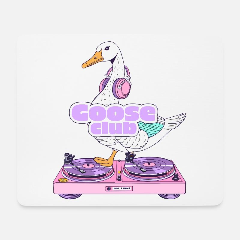 DJ Goose Club Illustration - Mousepad (Querformat) - Weiß