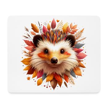 schöner Igel, gestaltet aus verschiedenen Blättern - Mousepad (Querformat) - Weiß - Vorne