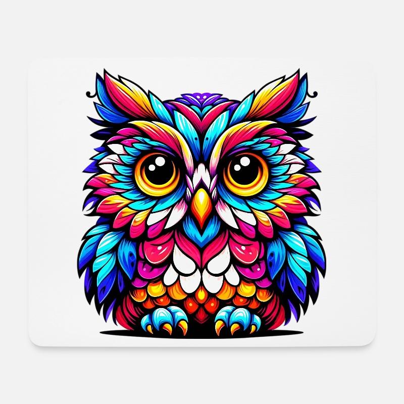 Eule - Mousepad (Querformat) - Weiß